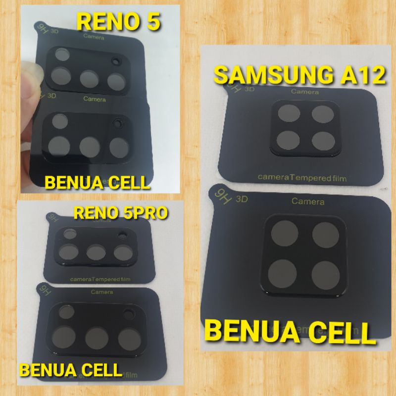 TEMPERED GLASS FULL COVER RENO 5 - RENO 5PRO - SAMSUNG A12 - PELINDUNG KAMERA FULL COVER