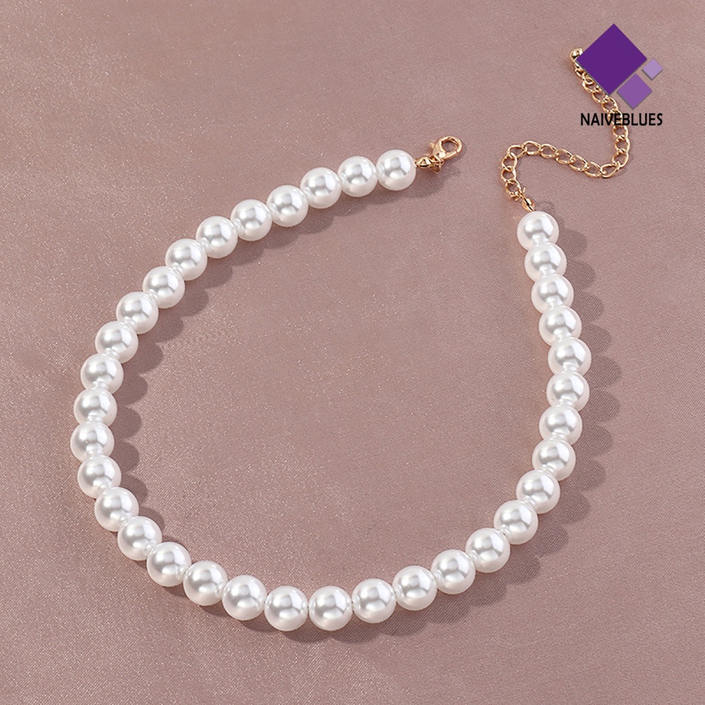 Naiveblue &gt; 44566 Pcs Kalung Choker Mutiara Imitasi Bulat Elegan Untuk Wanita