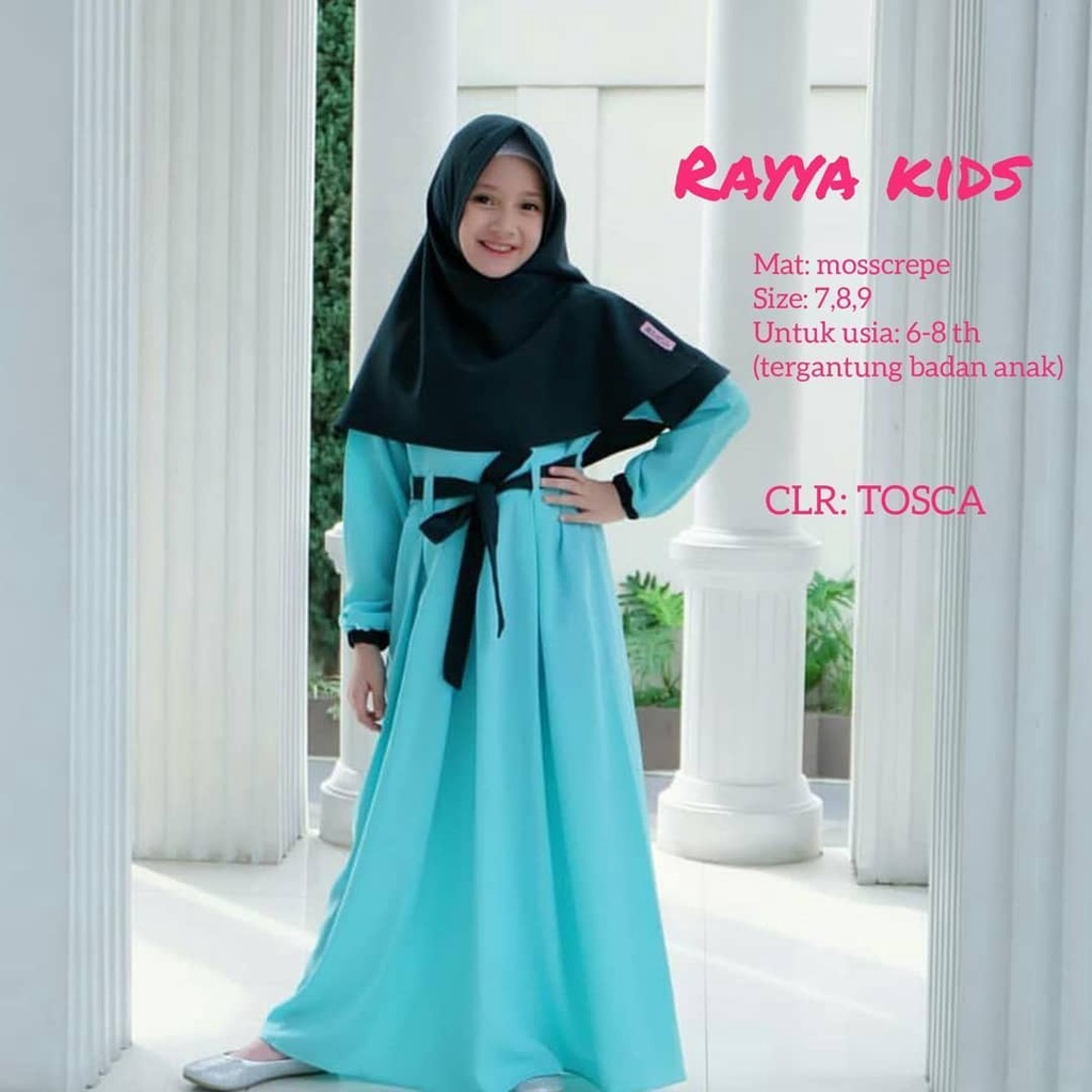 RAYYA KIDS BO KF 6 - 8 Tahun MOSSCRAPE Dapat GAMIS ANAK + KHIMAR/HIJAB MODEL KEKINIAN, TRENDY , MODIS DAN SIMPLE KIDSS  BAJU TERBARU  2022