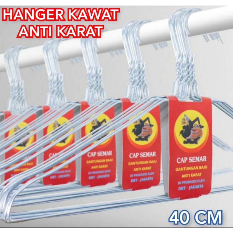 10 PCS GANTUNGAN BAJU KAWAT CAP SEMAR HANGER GANTUNGAN BAJU KAWAT STAINLESS ANTIKARAT INDOKURNIA