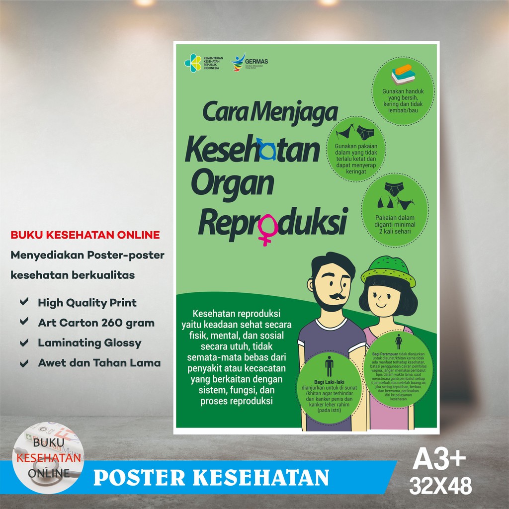 Poster Kesehatan Cara Menjaga Kesehatan Organ Reproduksi Laminating Glossy Shopee Indonesia