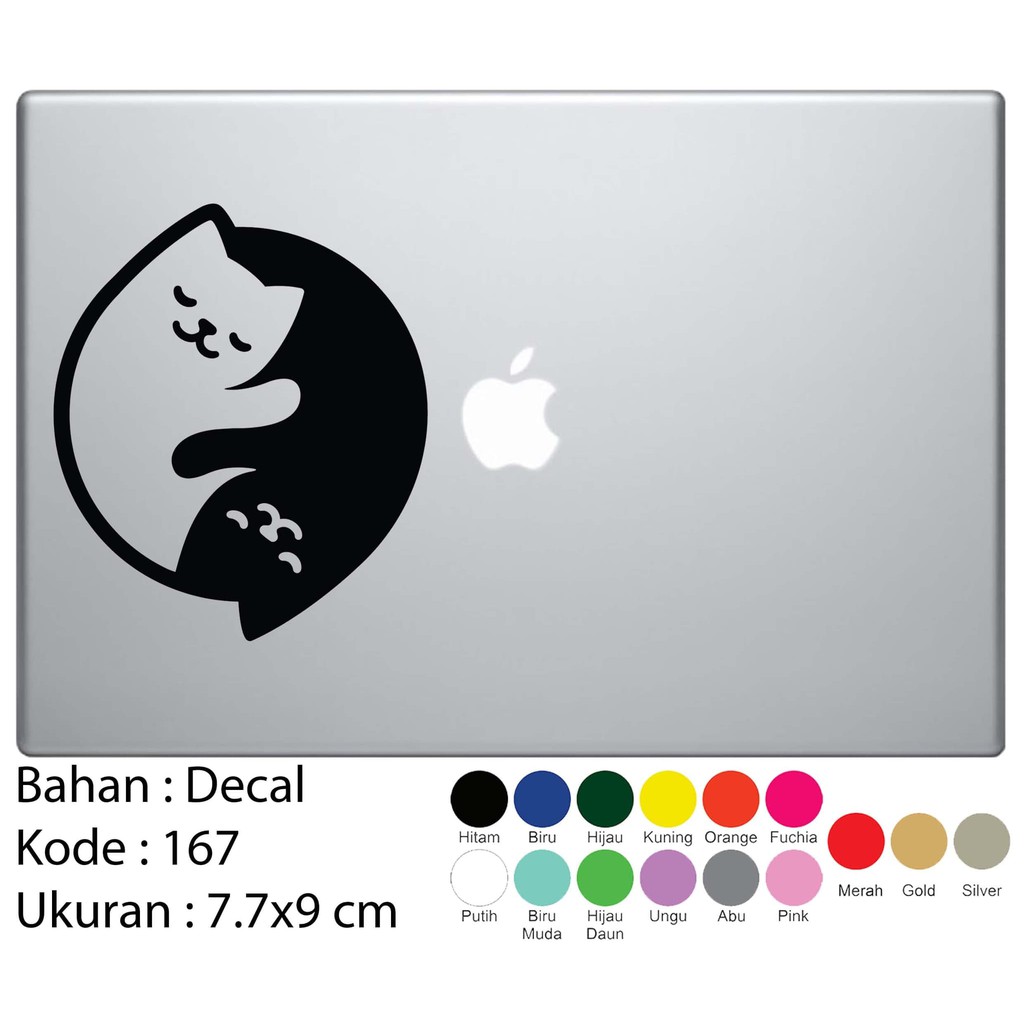 Sticker Decal Laptop / Mobil Kucing Yin Yang