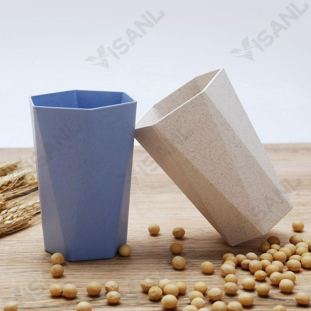 Gelas Wheatstraw Cangkir Plastik Cup Warna Warni Set 4 Pcs Kopi Teh Portable Gelas Plastik