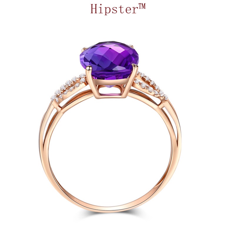 New Popular Classic Geometric Inlaid Amethyst Ring