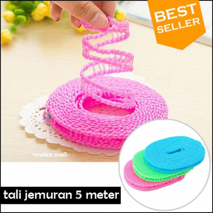 TERLARIS - TALI JEMURAN GANTUNGAN BAJU HANGER SUPER PRAKTIS UNIK KUAT 5 M (METER) JEMURAN BAJU