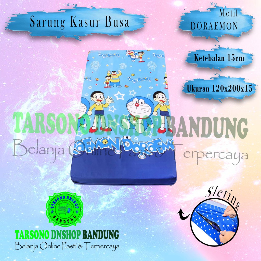Sarung Kasur Busa Motif Doraemon Ukuran 120x200x15 | Tarsono Dnshop Bandung