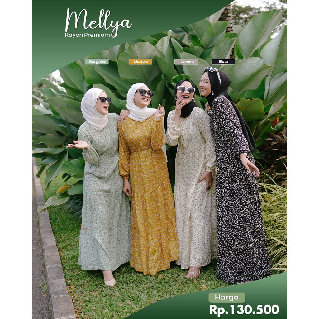 Mellya Dress Part 2 || Ghiina Fashion Original || Gamis Mellya Motif Bunga kecil Terlaris || Adem Ra