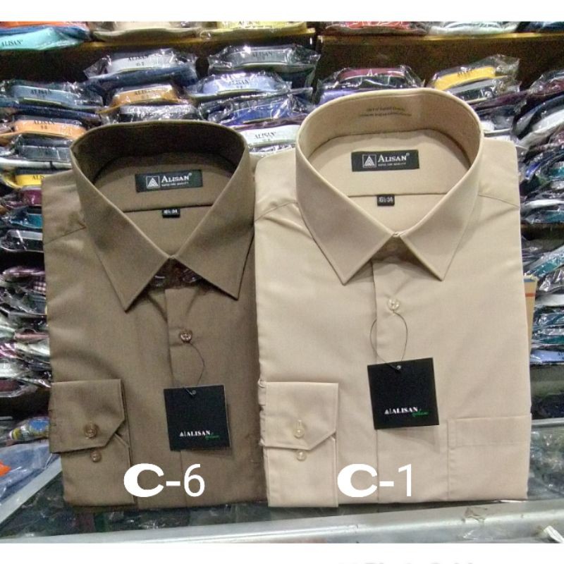 Kemeja jumbo ALISAN lengan panjang reguler size 16.5/17.5
