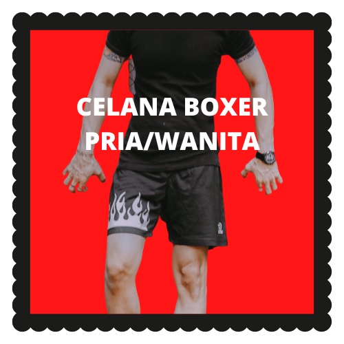 Celana pendek pria wanita boxer katun underwear bokser black pantai