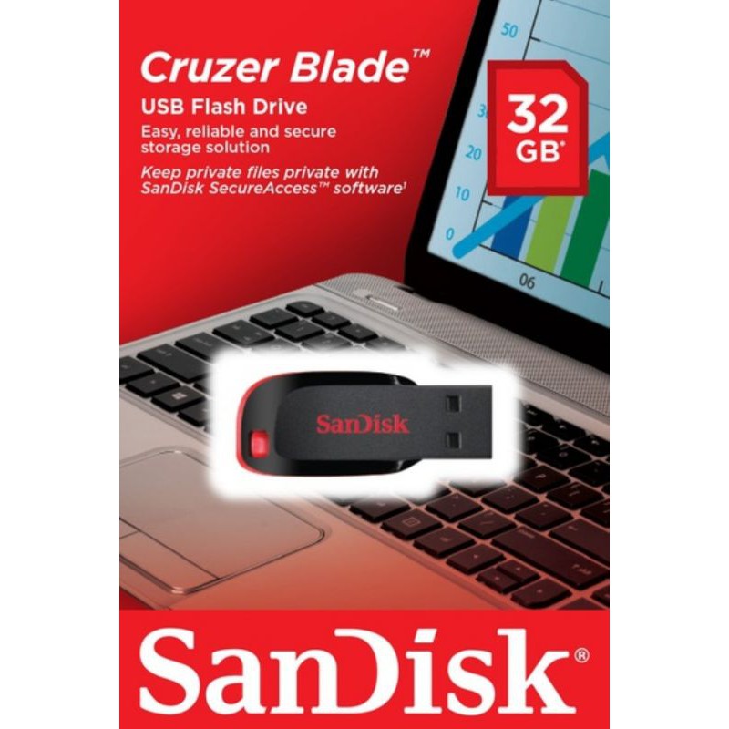 [ORIGINAL OFFICIAL] Flash disk SanDisk CZ50 Cruzer Blade 32 GB USB