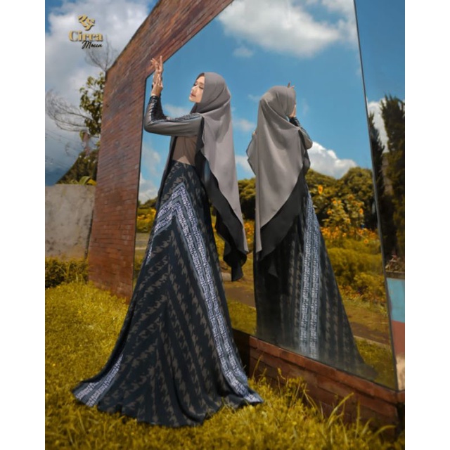 [RITZ SYARI] GAMIS SYARI TERBARU / DRESS SET PRINTING " CIRCA WHITE SET " BY RITZ SYAR'I