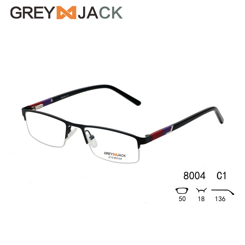 

Grey Jack kacamata pria dan wanita model half frame elegant style 8004 Lensa Normal