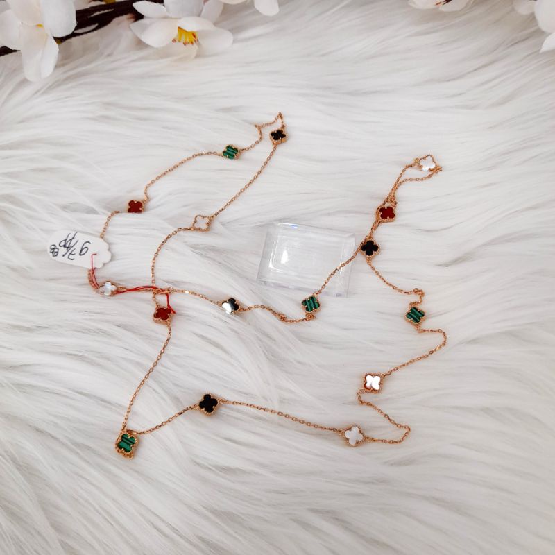 Kalung RoseGold Van Cleef emas asli kalung panjang HWT 750 / 18k