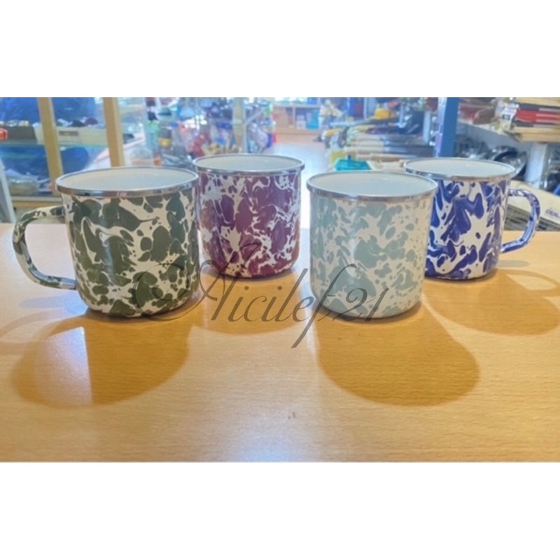 Mug Lurik/Blurik/Blirik/ Loreng Jadul berbahan Tebal Enamel