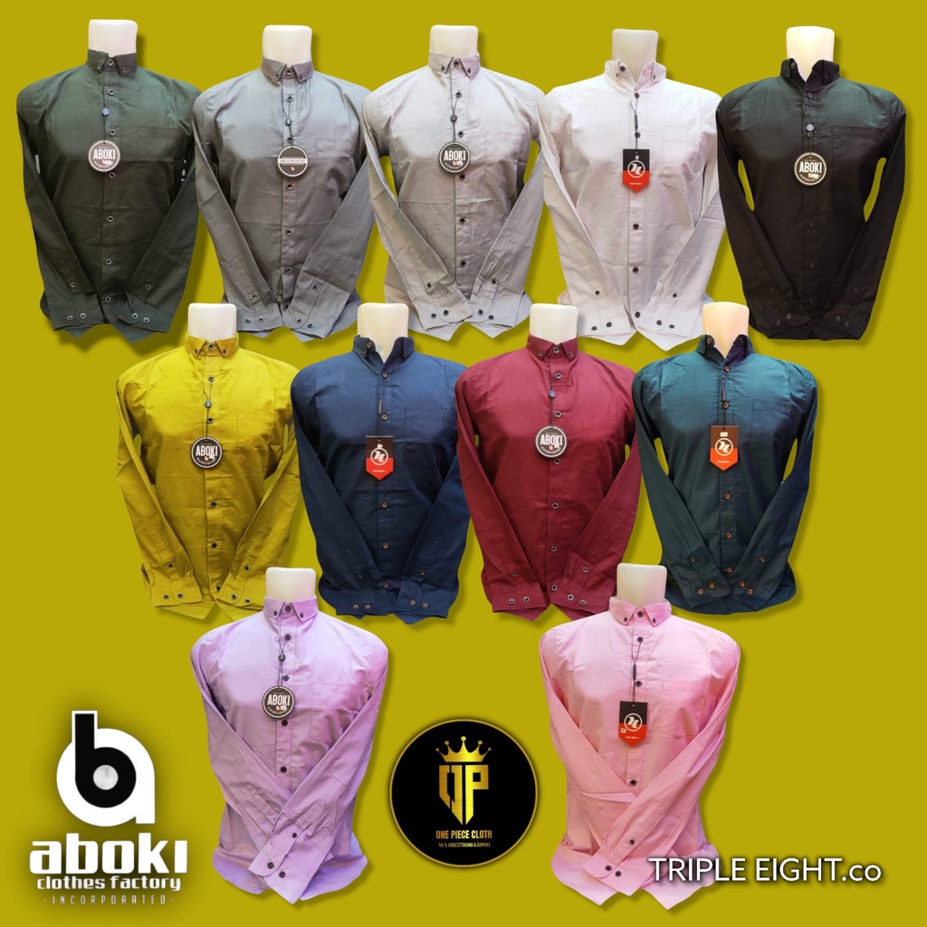 Kemeja Panjang Polos Distro Original Aboki & Triple Eight.co
