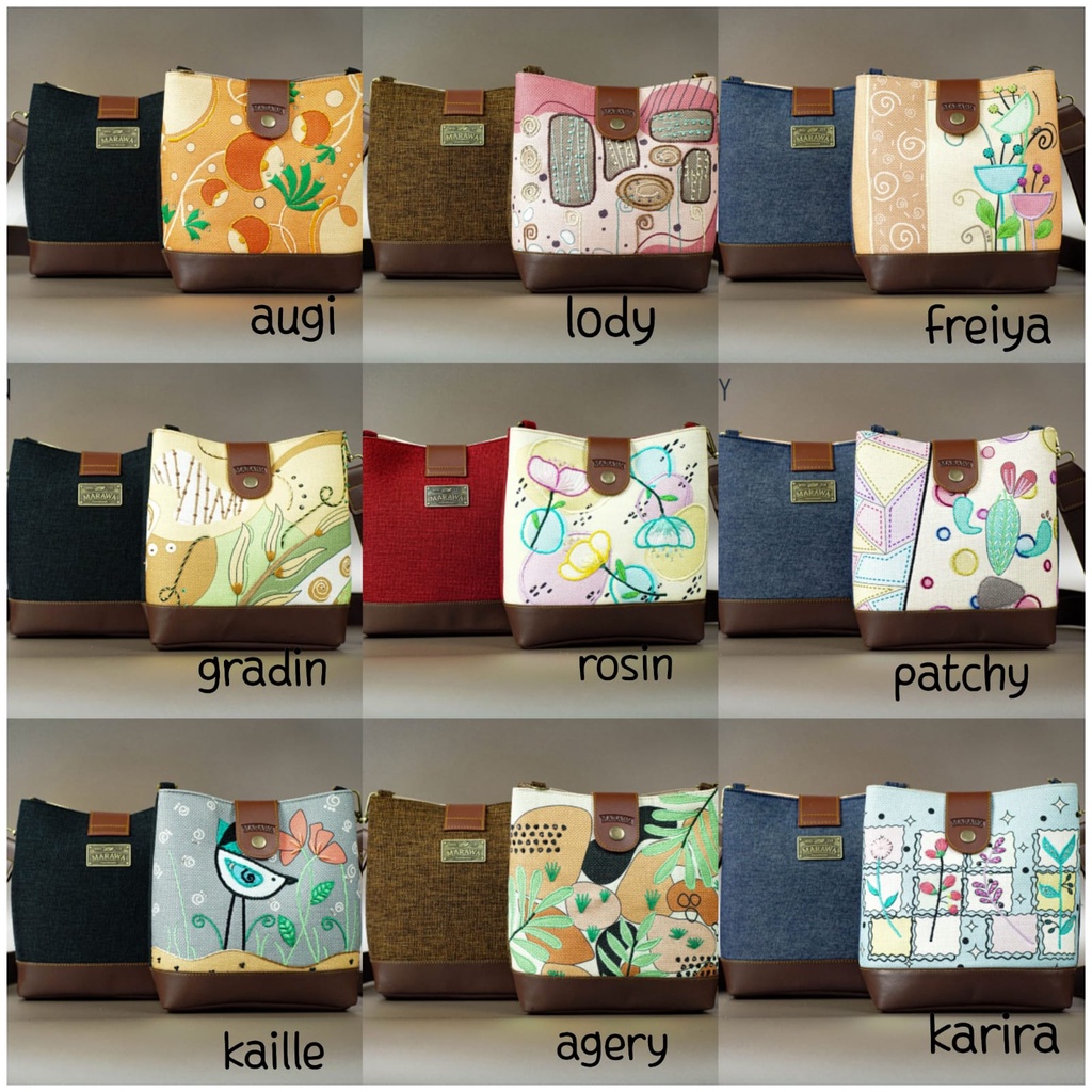 MARAWA NARA SERIES - Tas Selempang Etnik Bahan Kanvas Denim Cantik Unik