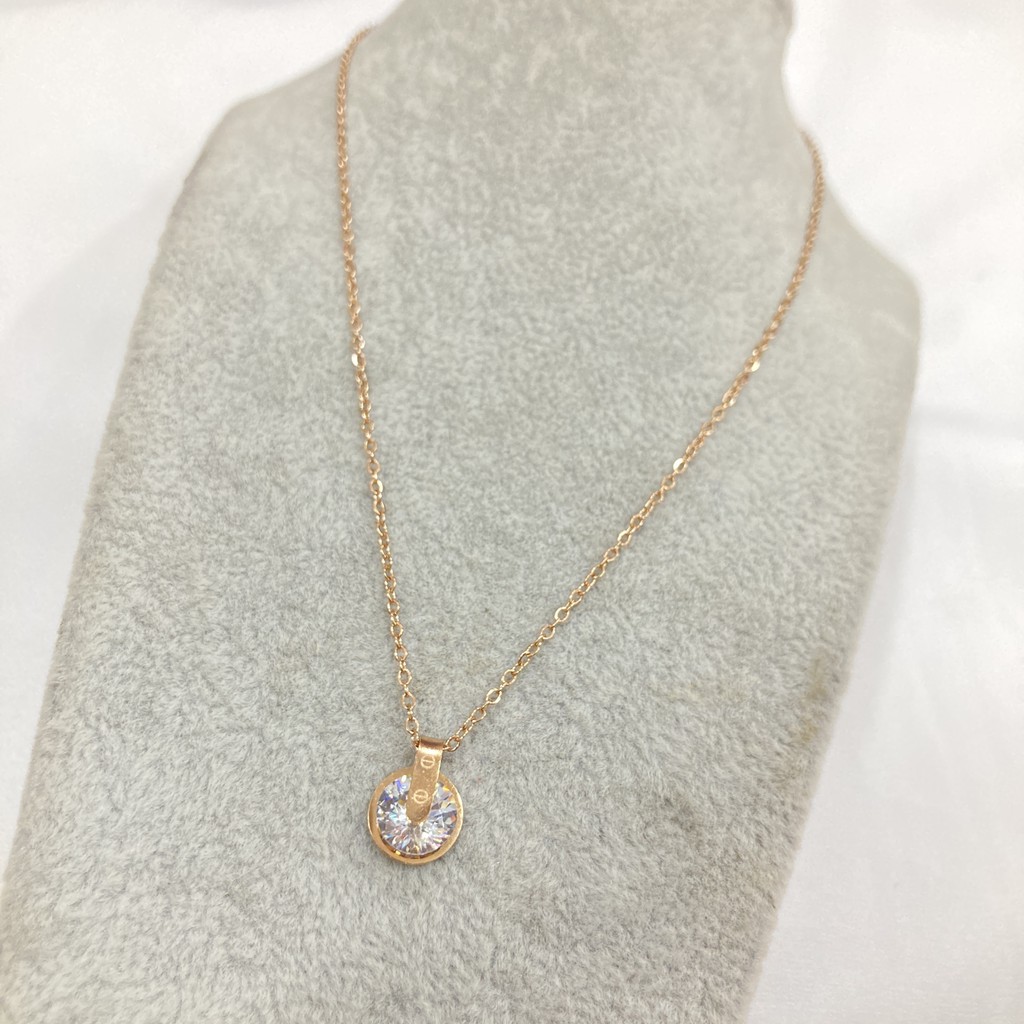Kalung Titanium Wanita Liontin Permata Anti Karat Anti Alergi Branded Fashion Korean Style KT-125
