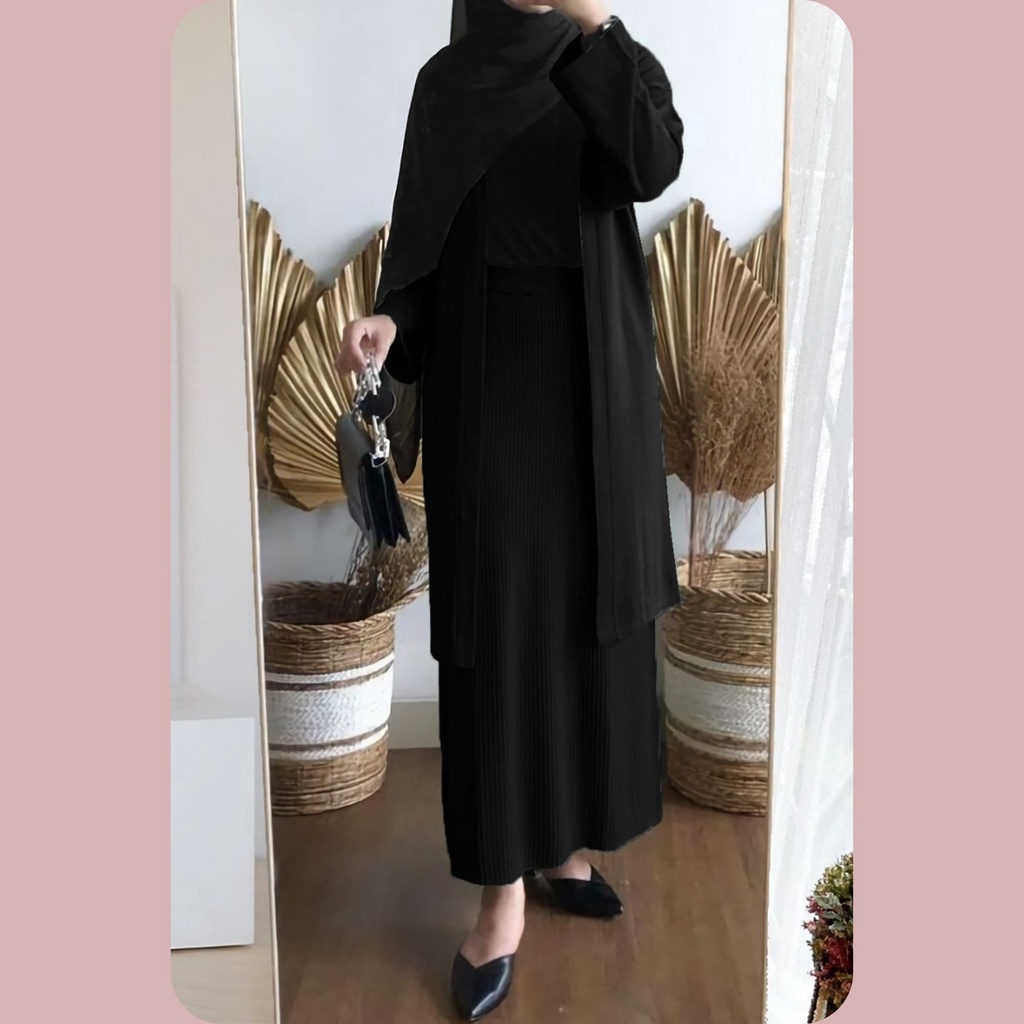 Yurika One Set Rok Span + Cardigan Rajut Tebal Lembut 2 in 1 Setelan Wanita