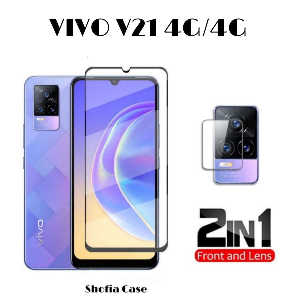 PAKET 2IN1 TEMPERED GLASS VIVO V23e V21 4G/5G  TG ANTI GORES KACA FULL LAYAR