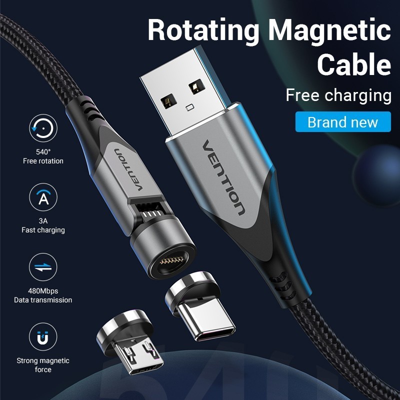 Vention CQX Kabel USB-C Magnetic USB Type C 580 Degree Rotation