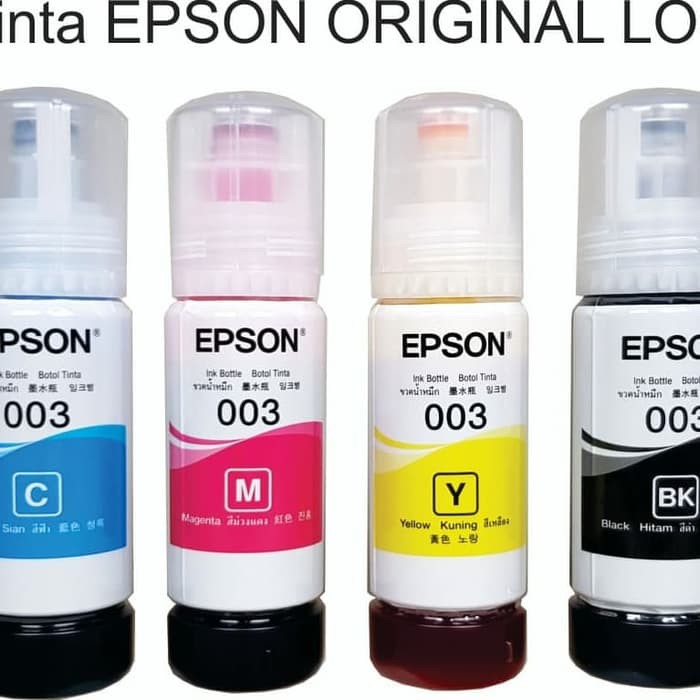 Jual Tinta Epson 003 L3110 Original Asli Loose Pack 1 Set Black Cyan Magenta Yellow 8479