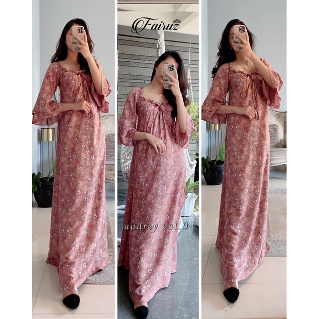 Daster arab FAIRUZ AUDREY Homedress Rayon Homewear Original Label-FAY: DUSTY VOL.9
