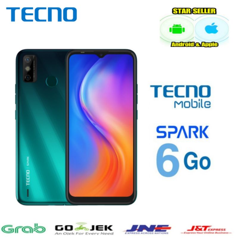 Tecno Spark 6 Go Ram 4/64 GB & 3/64 GB Baru Garansi Resmi Tecno Indonesia