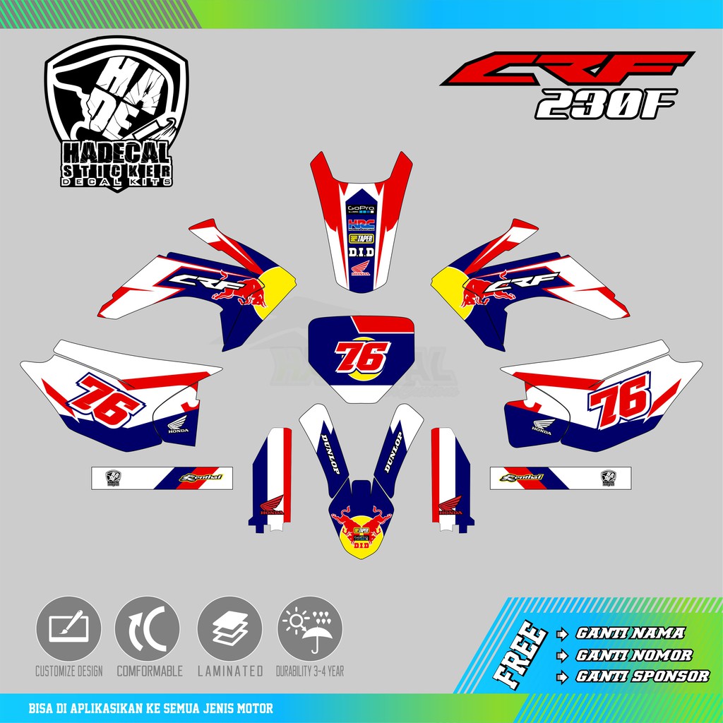 DECAL STICKER CRF 230F REDBULL