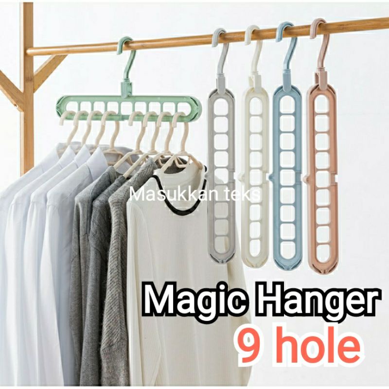 MAGIC HANGER NINE HOLE HANGER AJAIB 9 LUBANG MULTIFUNGSI GANTUNGAN BAJU AJAIB FLEKSIBEL GANTUNGAN BJ