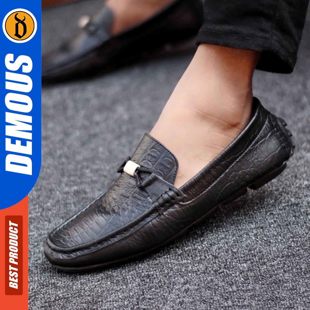 DEMOUS Piraz - Sepatu Formal Pria Pantofel Kulit Asli