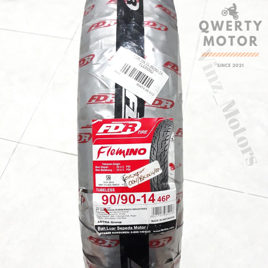 BAN LUAR BELAKANG FDR FLEMINO 90/90-14 TUBELESS BEAT KARBU / FI / ESP STREET - VARIO 110 125 150 LED