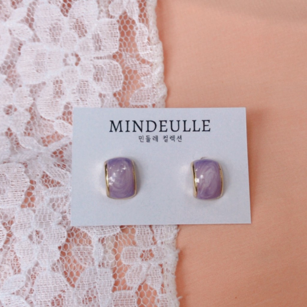 Aksesoris Anting Fashion Korea Anting Stud Anting Ungu Anting Lilac Simple - Lilac Earrings