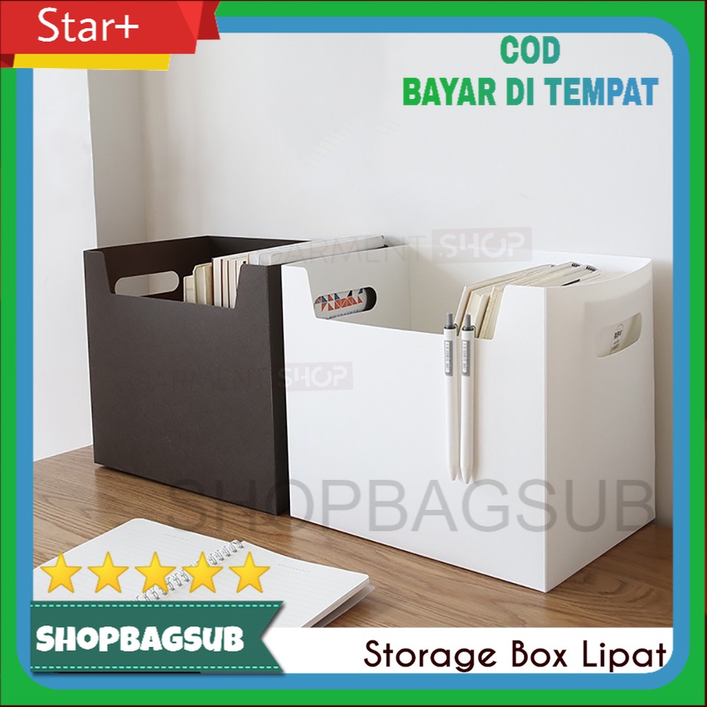 

Storage Box Lipat Foldable Desktop Storage Tempat Penyimpanan Buku Baju Stationary Bahan Plastik Mika SHOPBAGSUB