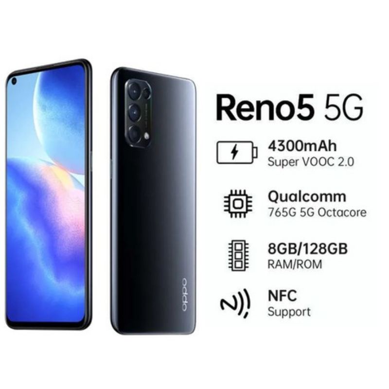 OPPO Reno 5 5G (8/GB128GB)- GRS RESMI OPPO 8/128 - NFC