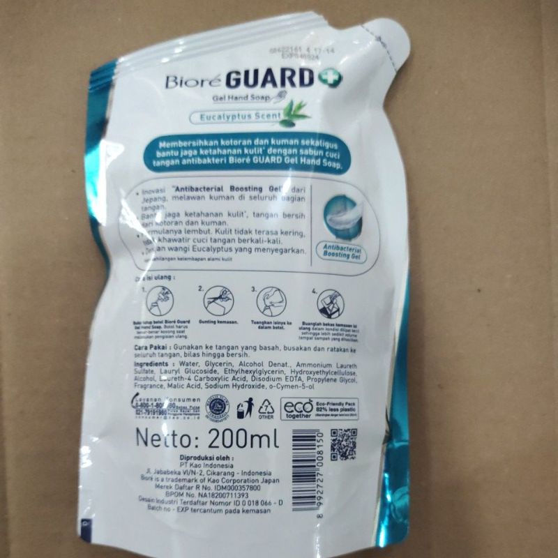 Biore Guard Gel Hand Soap Eucalyptus Scent 200 ml