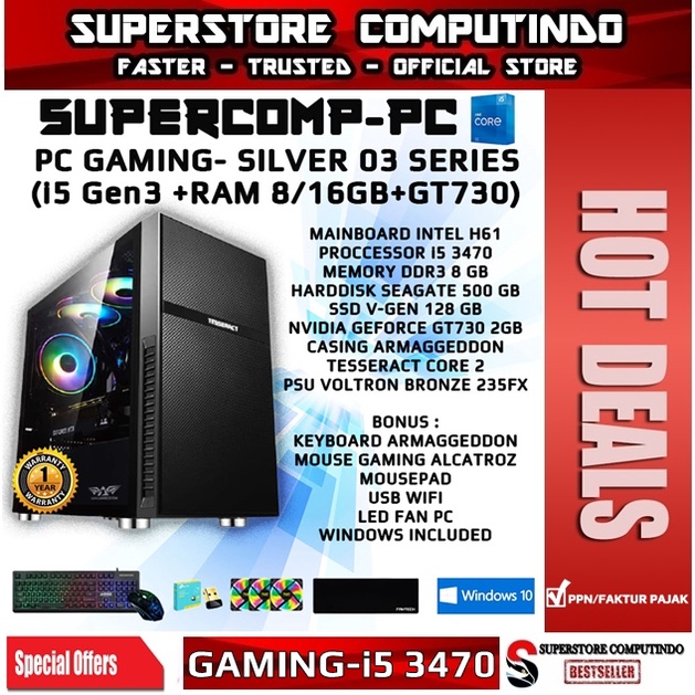 PC Rakitan Gaming Core i5-RAM 8/16GB-SILVER 03 Series-Siap Pakai