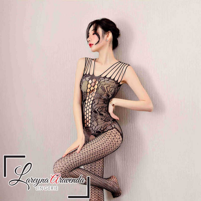 Lingerie One Piece Stoking Sexy Model Lace Bunga Transparant LG053