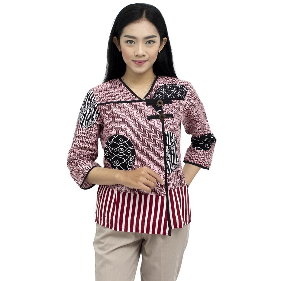 Batik Wanita Atasan Blouse Modern Kancing Depan Size Lengkap Jumbo