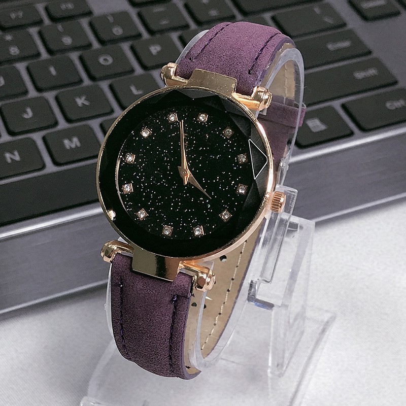 8035Starry Harajuku Fashion Lady Perhiasan Bunga Kaca Scrub Belt Roman Style Quartz wanita Watch