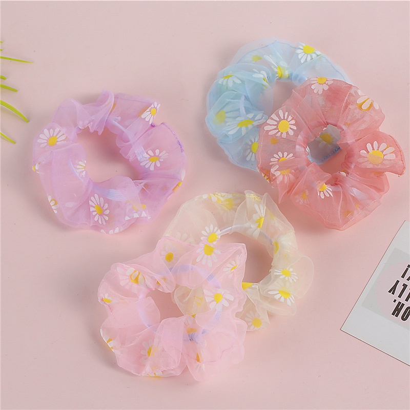 Ikat Rambut Tile Flower Scrunchie Bunga Daisy MALLSHOPPING