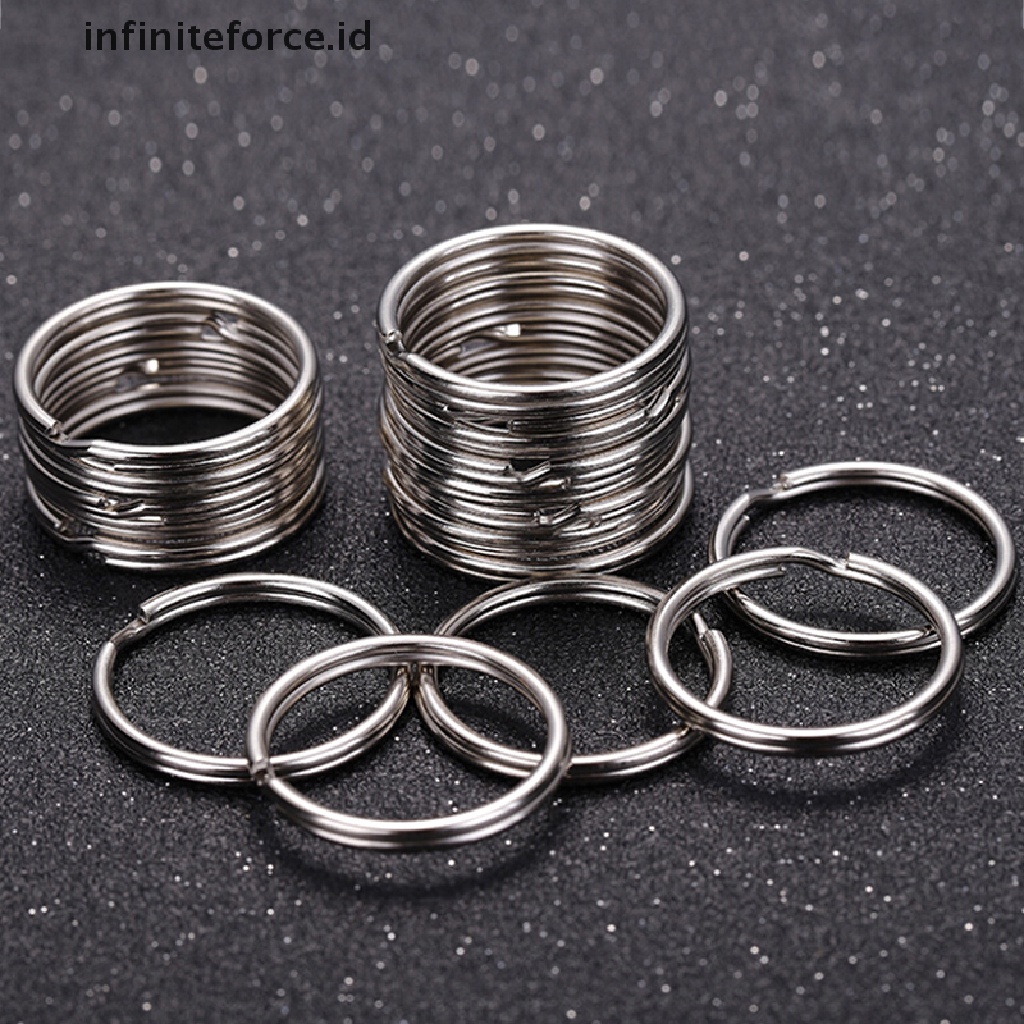 (infiniteforce.id) 50pcs Ring Gantungan Kunci Warna Silver Polished DIY