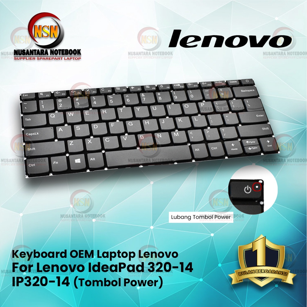 Keyboard Laptop OEM Lenovo IdeaPad 320-14 Series With Power LED