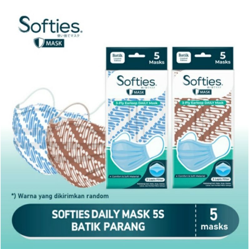 Softies Batik Parang isi 5 Surgical Mask 5s Murah PROMO