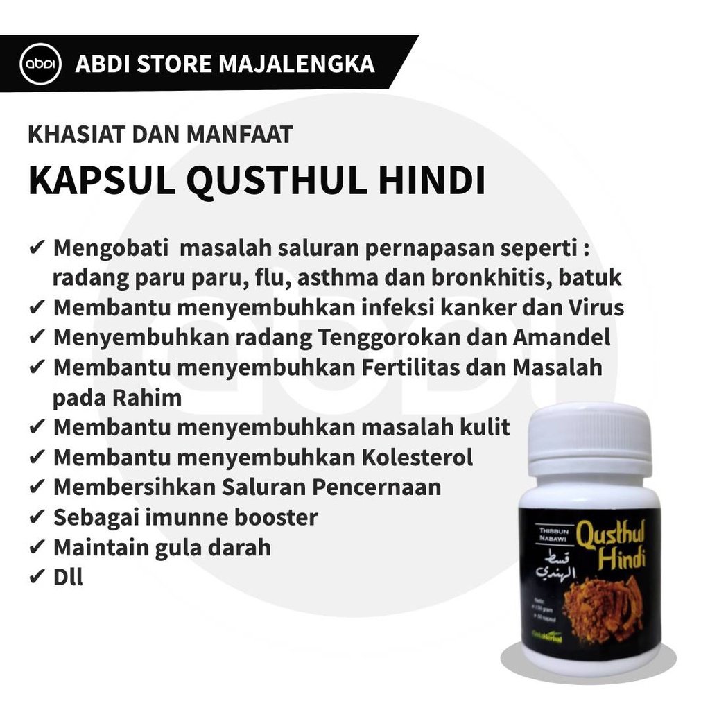 Kapsul Qusthul Hindi 50 Kapsul Cinta Herbal Original - Qist Al Hindi