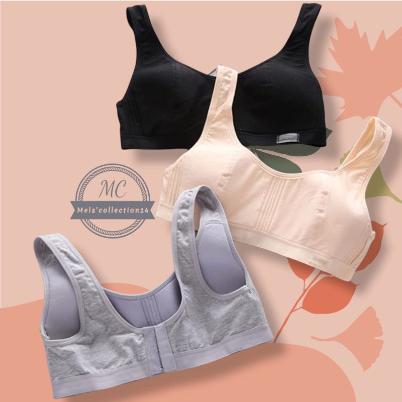 Miniset katun 1001 sport bra basic bra bh remaja kait belakang bh harian tanpa kawat busa tipis