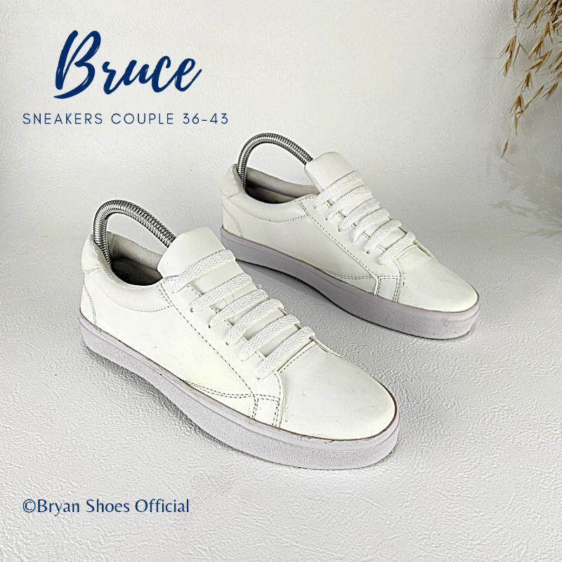 Bryan Calleb Sneakers Couple Tali Putih Polos Kuliah Kerja Sekolah Sepatu Kets Pria Wanita Unisex 36-40 41 42 43 Jumbo Bigsize Oversize