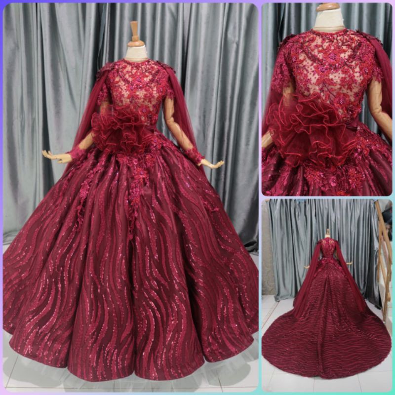 Gaun pengantin kebaya ballgown