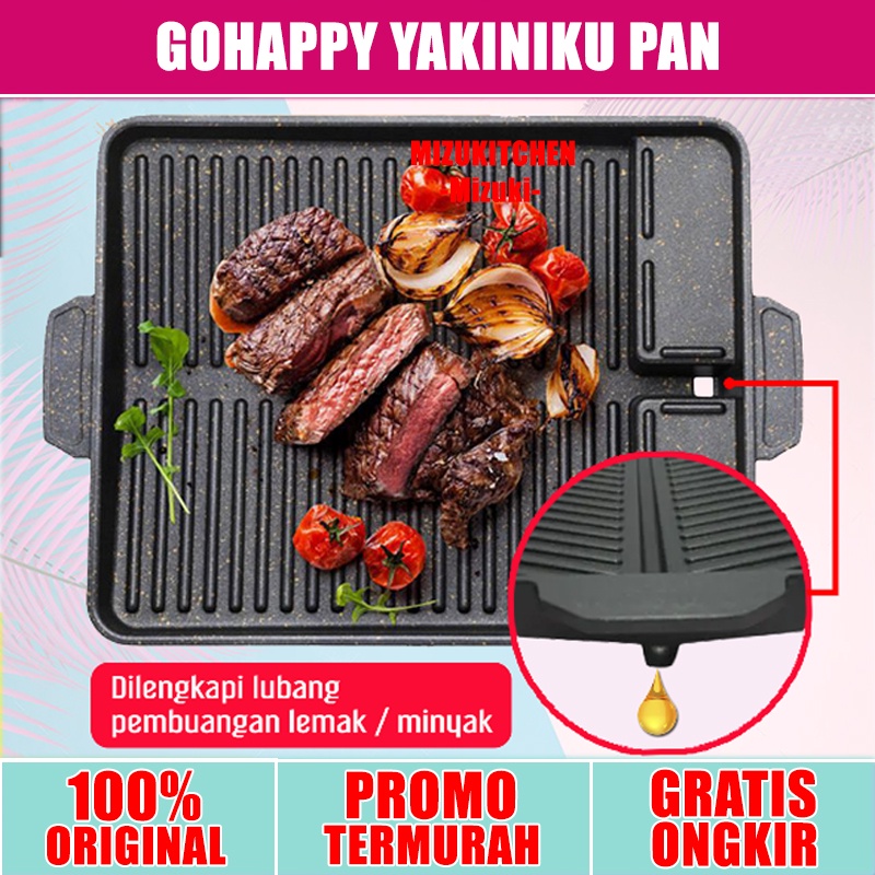 NEW Premium Yakiniku Double Grill Gohappy GHK38 Original grilled pan panci panggang - alat pemanggang