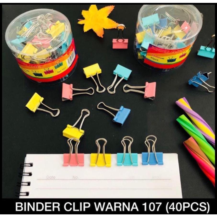 

LJK SHOP - VANCO COLORFUL BINDER CLIP NO.107 / PENJEPIT KERTAS / KLIP KERTAS WARNA ISI 40/TABUNG