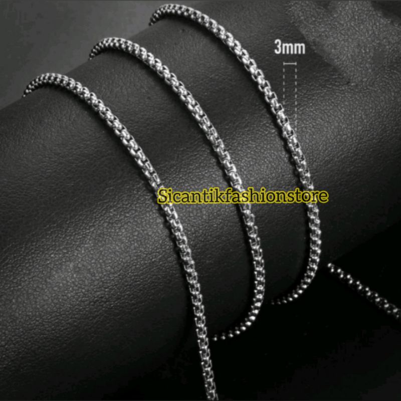 Kalung Titanium Model rolo Gold Silver Fashion Wanita Pria Terlaris Anti Karat Tidak Luntur Mewah